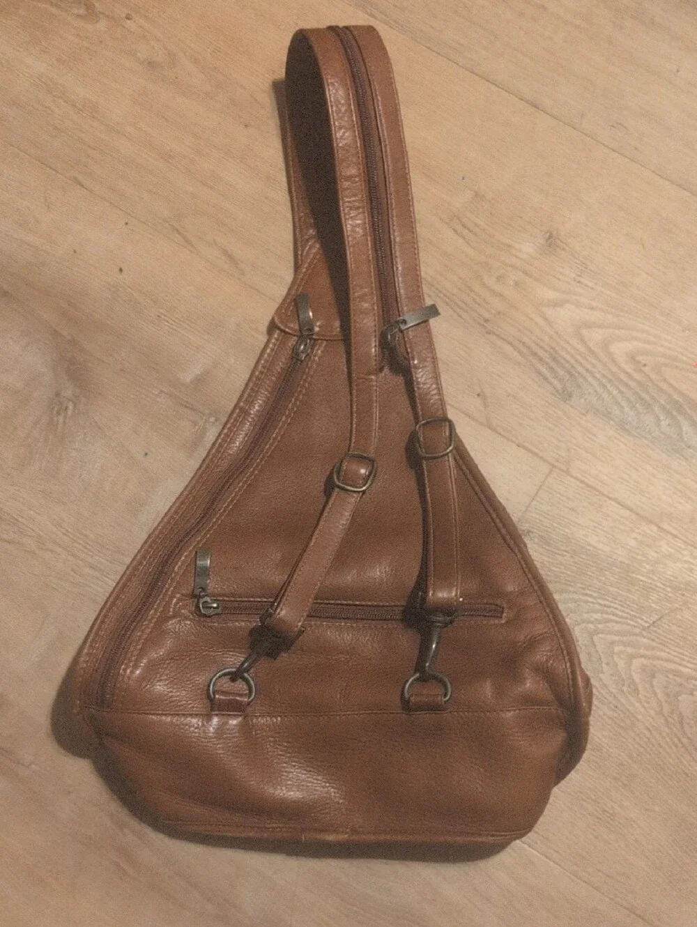 Volare Group Brown Leather Sling/ Backpack Casual Crossbody